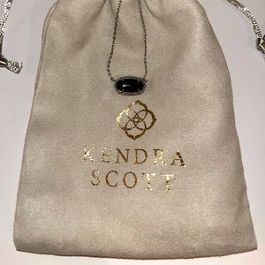 Kendra Scott Elisa Silver Pendant Necklace in Black Opaque Glass